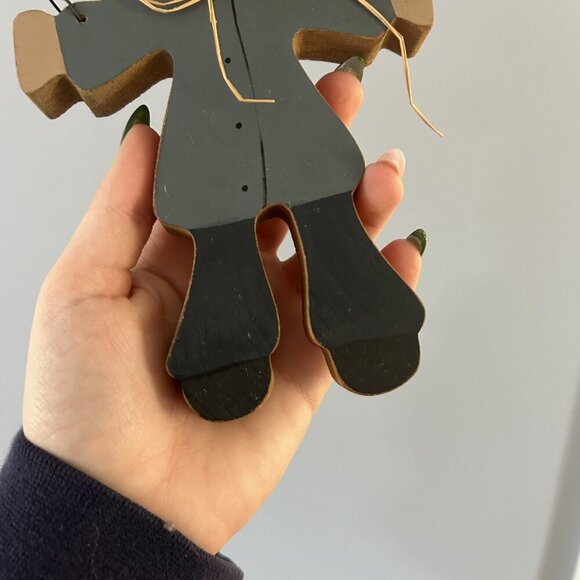 Folk Art Style Halloween Sign Pumpkin Man Primitive Wood Painted Hanging Art - Picture 6 of 7